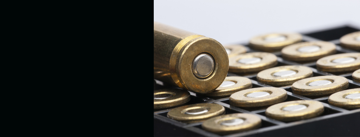 Tray of ammunition cartridges