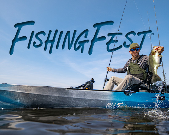 KTP Fishingfest graphic showing a man fishing on water, a leaping fish logo, and text about fishing, paddlesports, and hunRng.