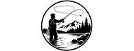 Fly fishing with mountains logo