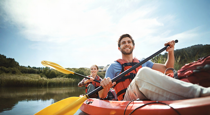 Two people kayaking