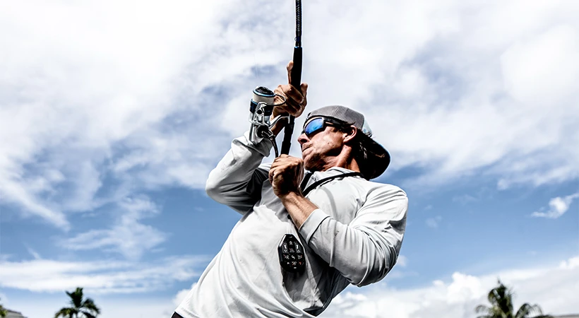Man fishing with a Quantum combo