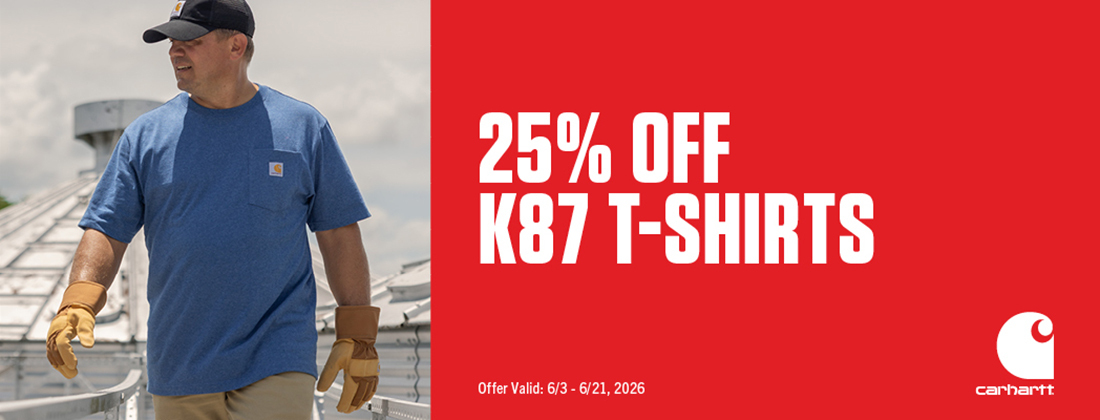 Carhartt K87 T-Shirt with 25% off Carhartt K87 promotion banner