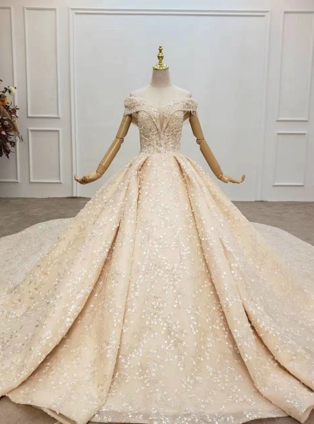 Ball Gown High Neck Sleeveless Floor-Length Beading Organza Prom Dresses main image 1