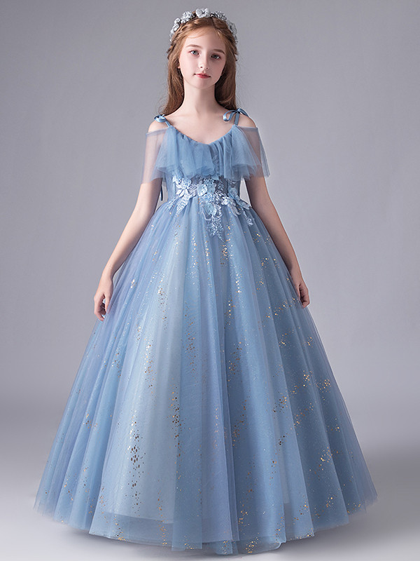 Latest Spaghetti Strap Flower Girl Dress in Tulle