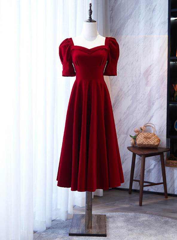 Satin Square Short Sleeve Prom Dress With Bow main image 0