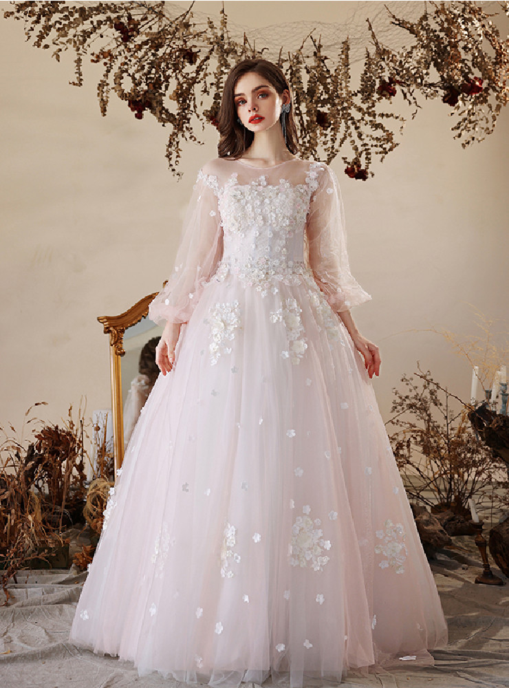Gorgeous White Strapless Tulle Appliques Long Wedding Dress Bridal Dress Y9110