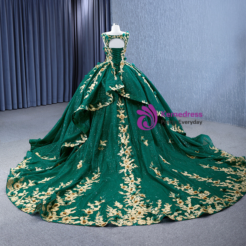 Gorgeous Green Tulle Sequins Beaded A Line Formal Evening Dress Prom Dress Y8358