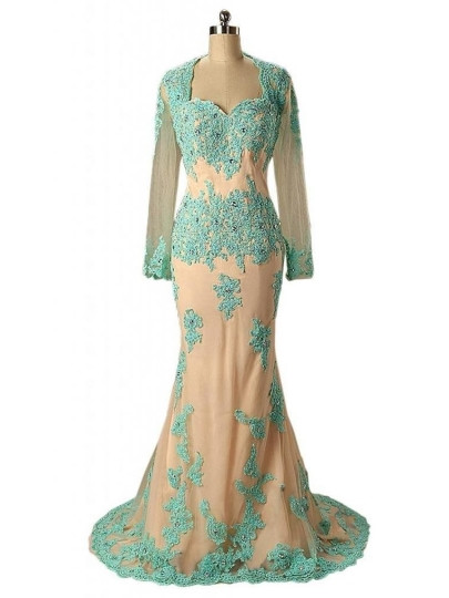 Brown Floral Embroidery Mermaid Long Mother's Gown with Cape