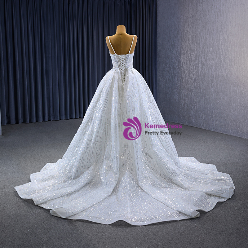 White Spaghetti Strap Mermaid Evening Dress Long With Pearls c2971