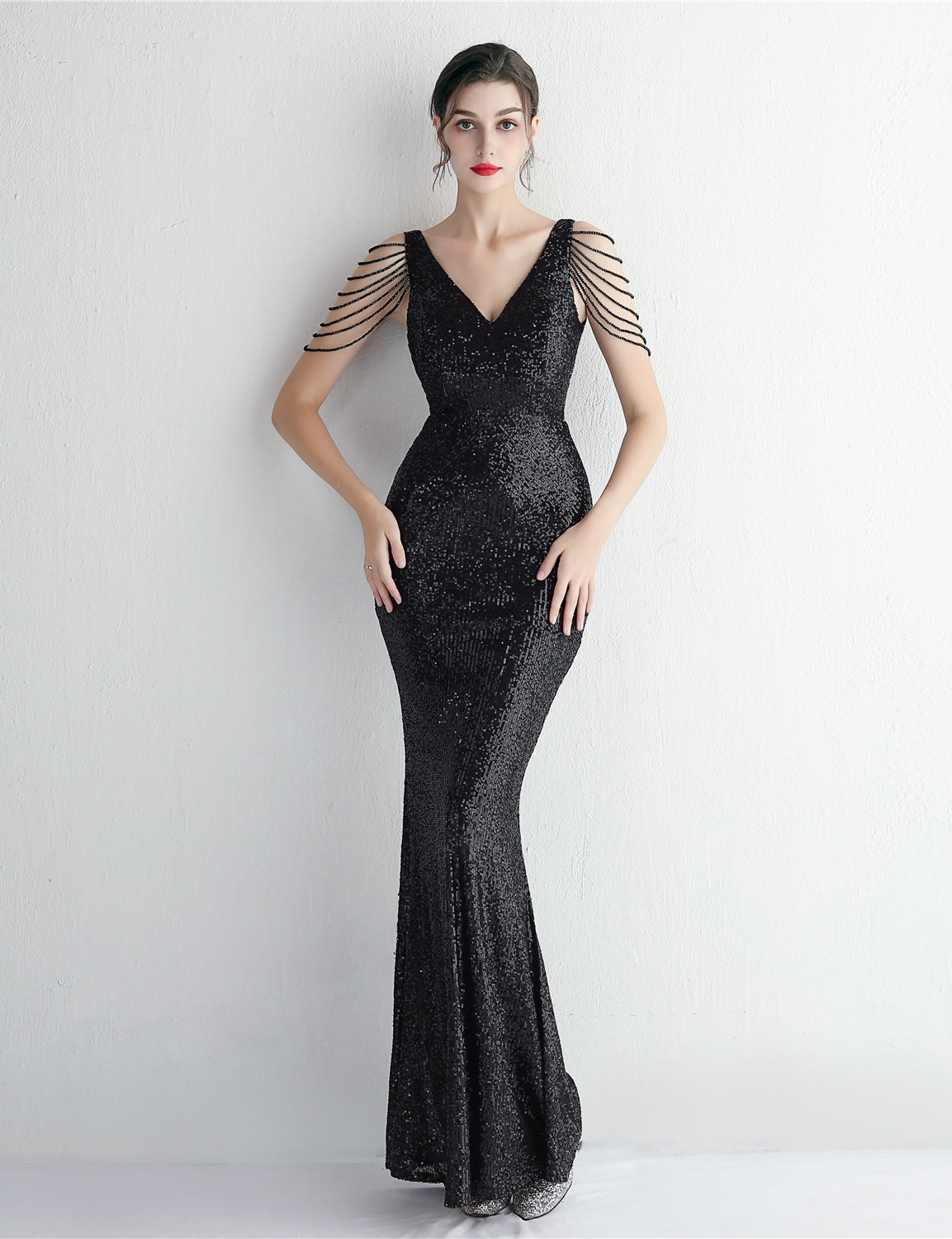 Cute Black Sequins Party Dress,Black Homecoming Dress  Y2174 main image 1
