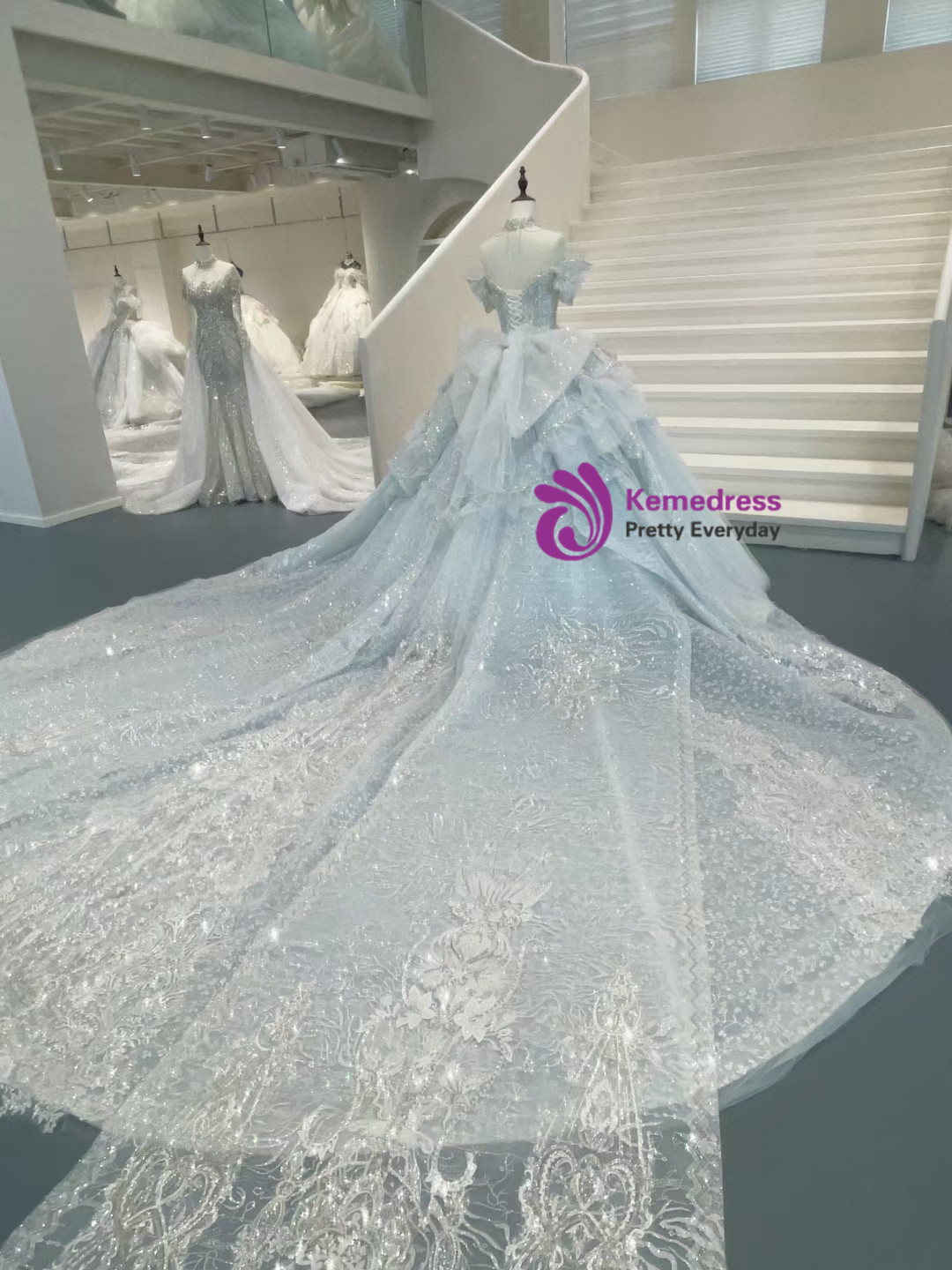 Off the Shoulder Lace Appliques Ball Gown Wedding Gown TWA0272 main image 1