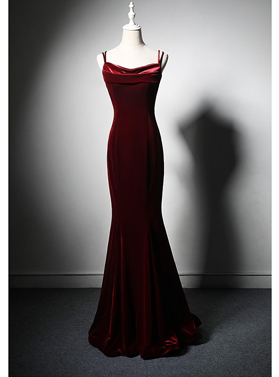 Sexy Velvet Dark Red Backless Straps Wedding Party Dress, Burgundy Short Prom Dresses main image 1