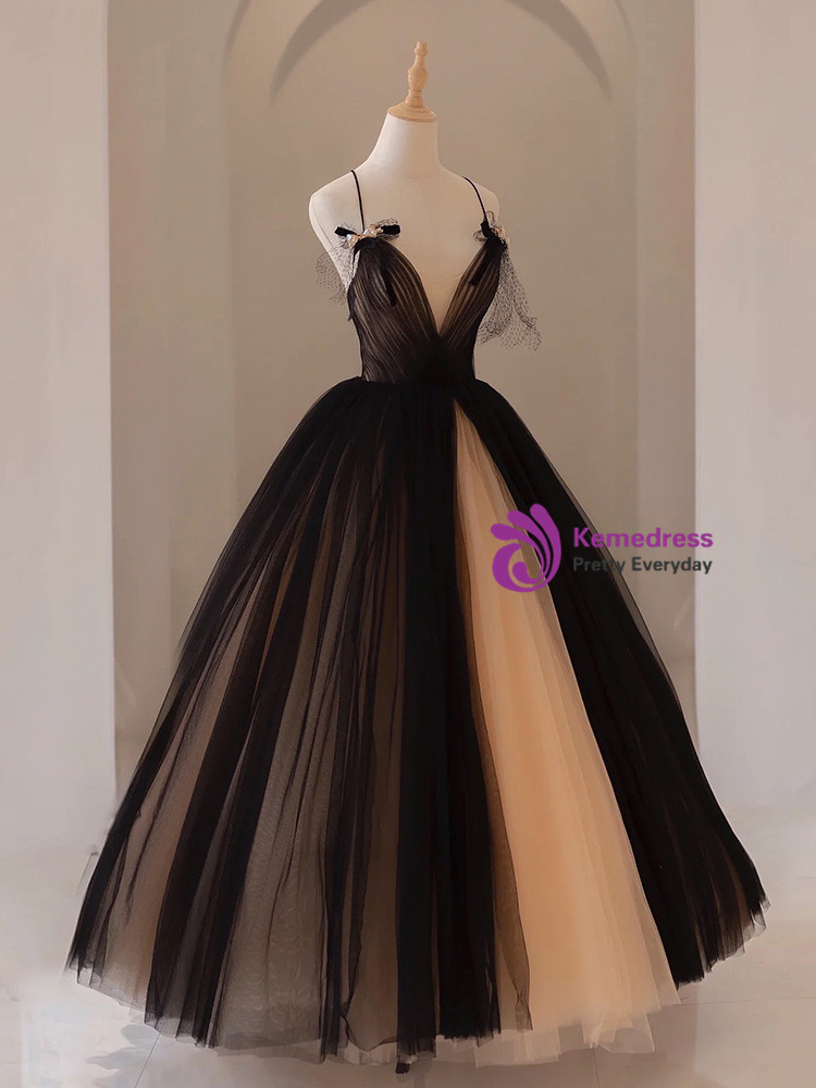 Light Green Spaghetti Straps Tulle Prom Dress with Beading Crystal UQP0193 main image 1