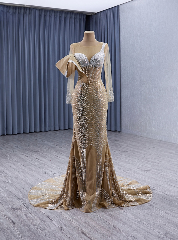 Charming White Long Mermaid One Shoulder Satin Beading Formal Prom Dresses