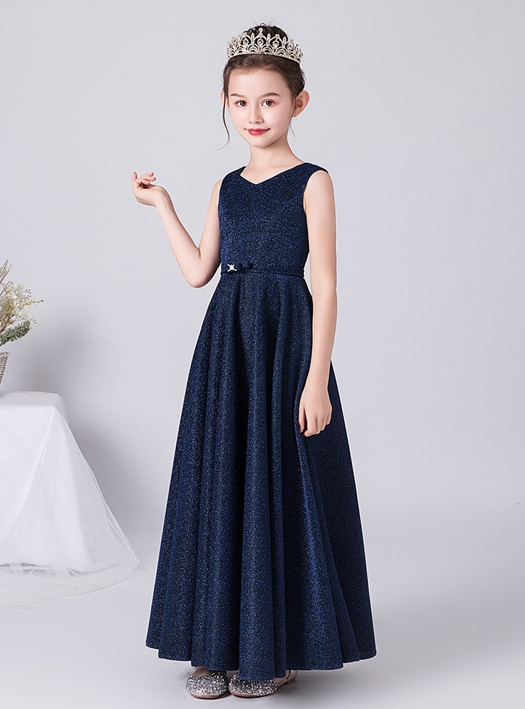 FLOWER GIRL BLUE WOVEN MIDI DRESS
