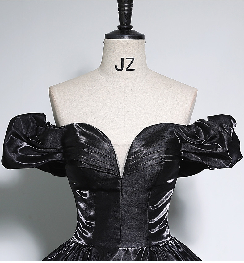 Ball Gown Black Quinceanera Dress Off the Shoulder Wedding Dress Gothic,Y2414 main image 1