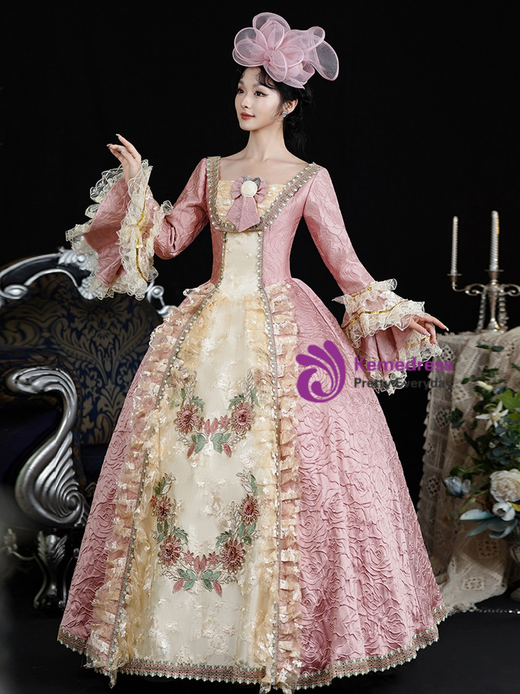 Retro palace style long printed elegant dress
