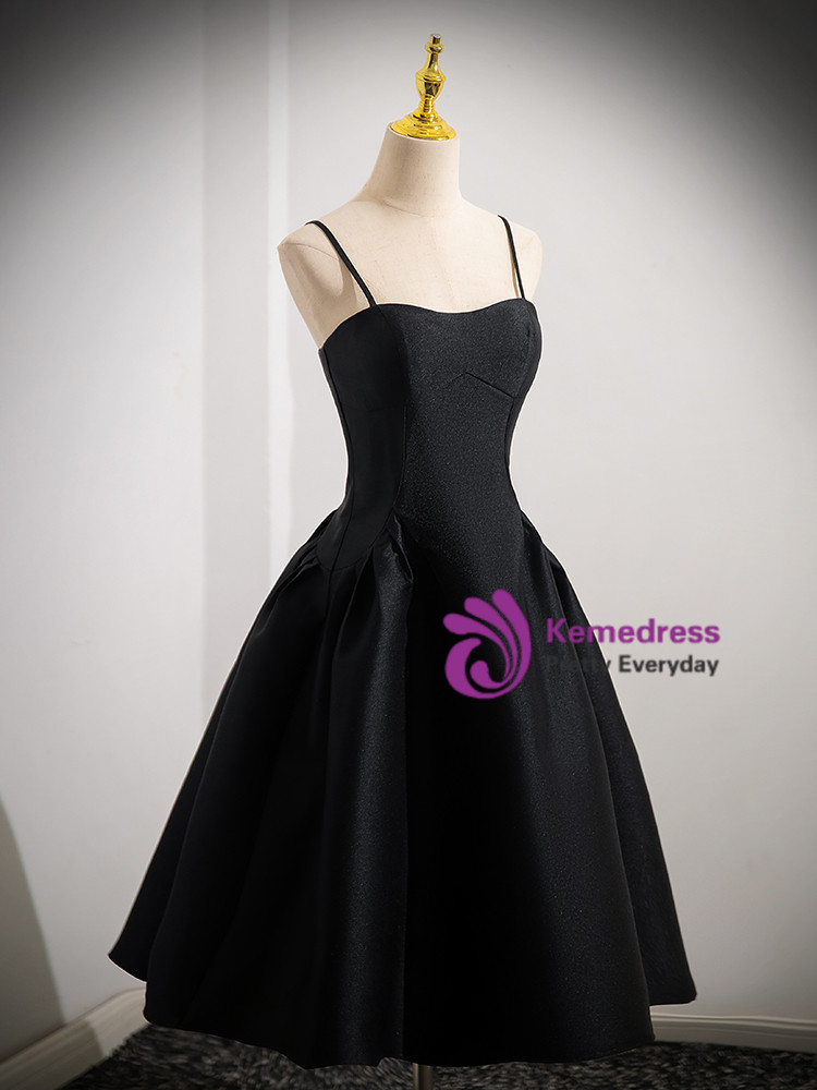 Black Spaghetti straps Chiffon Long Prom Dress Simple Evening Dress S6167 main image 1