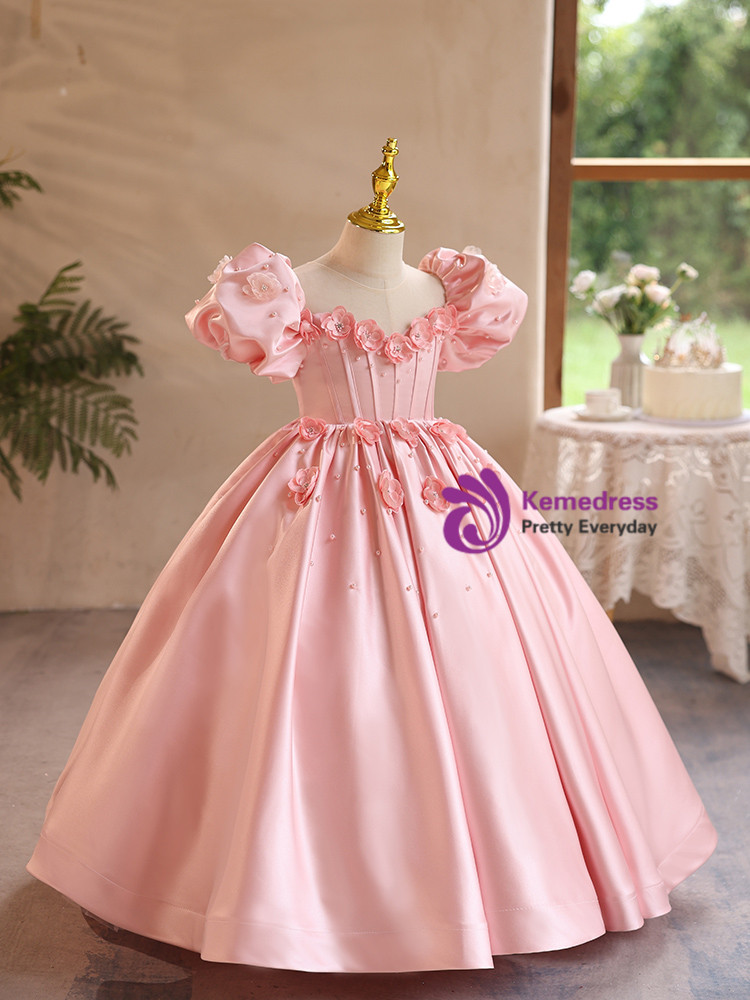 Pink Geometric Flowers Sophia Girls Dress