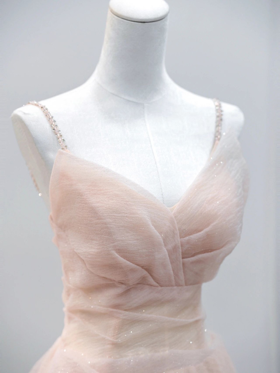 Tulle Pleated Bodice Spaghetti Straps Dresses Chocolate Plus Size