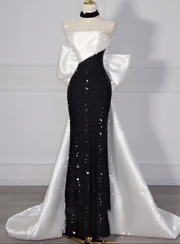 Black Sequins Mermaid Prom Dress,Shiny Black Prom Gown Y6115