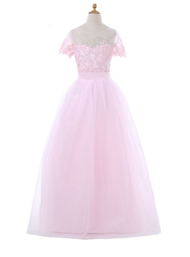 Pretty Cute A Line Satin Tulle Back With Bow Flower Girl Dress main image 1