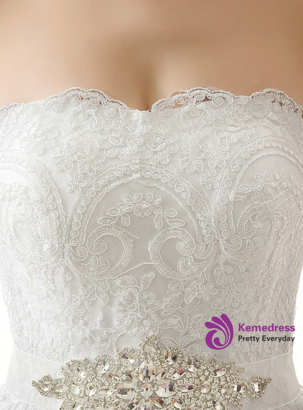 Vintage Ball Gown Strapless White Tulle Wedding Dresses