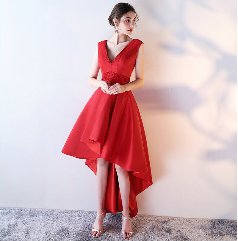 sexy backless prom dress,red prom Dress,long prom dress,v-neck evening dress C228
