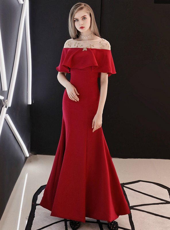 Satin Mermaid Red Prom Dress LBQ1387 main image 1