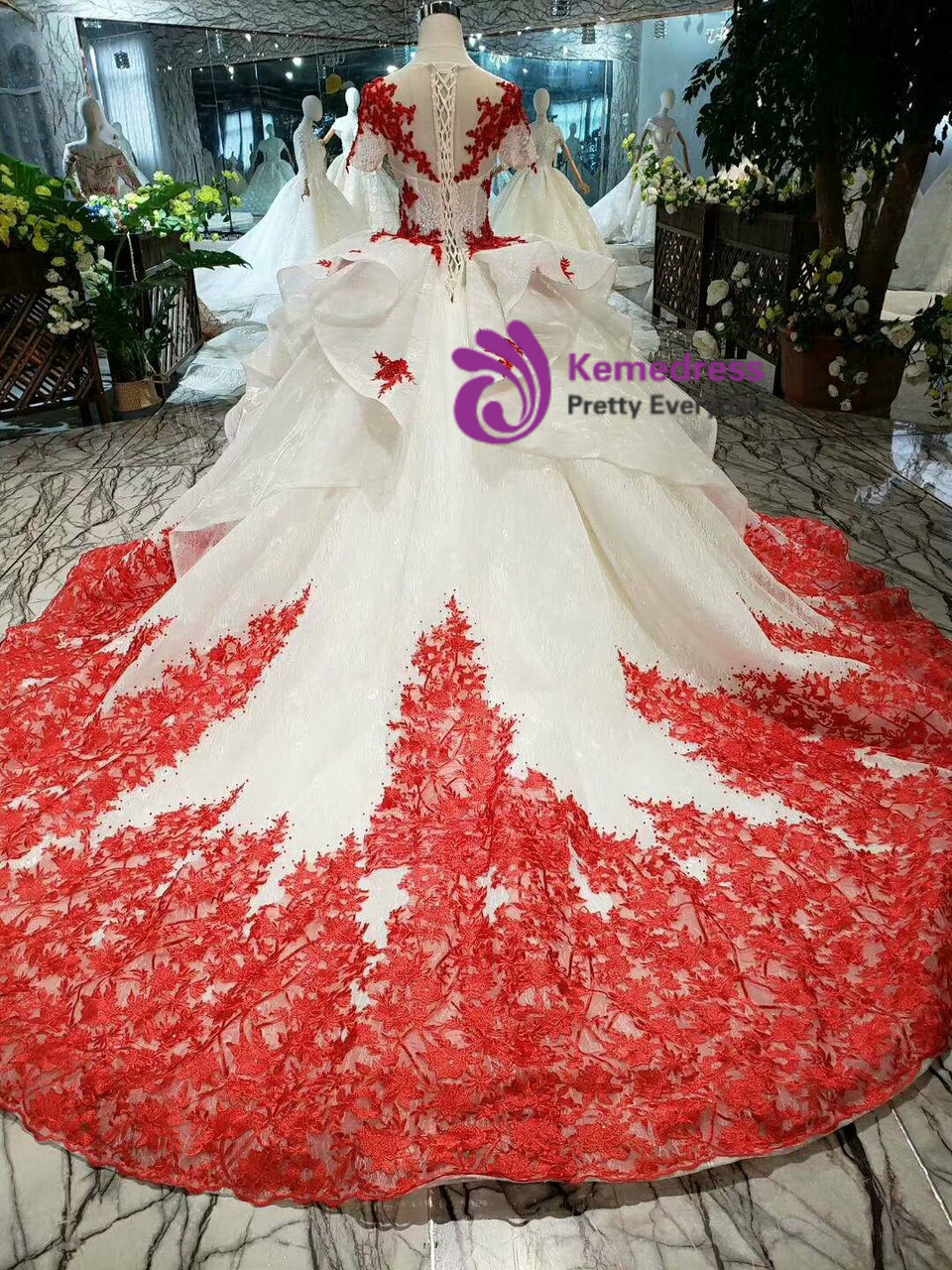 red and white short wedding dresses 1950s Wedding Dress,Rockabilly A-line Wedding Dresses jkprom