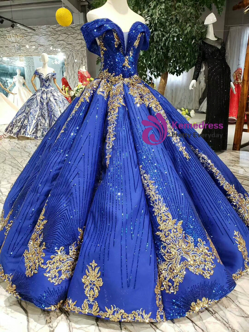 One-Shoulder Royal Blue Beadings Mermaid Prom Dress Long | Ballbellas