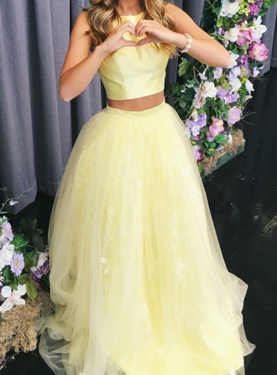 yellow ball gown prom dress