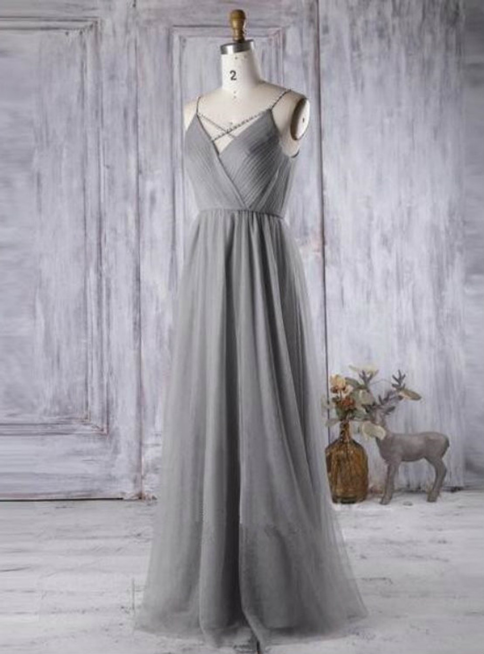 simple grey bridesmaid dress