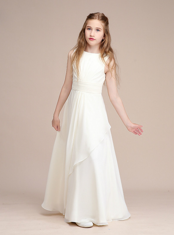 white chiffon flower girl dress