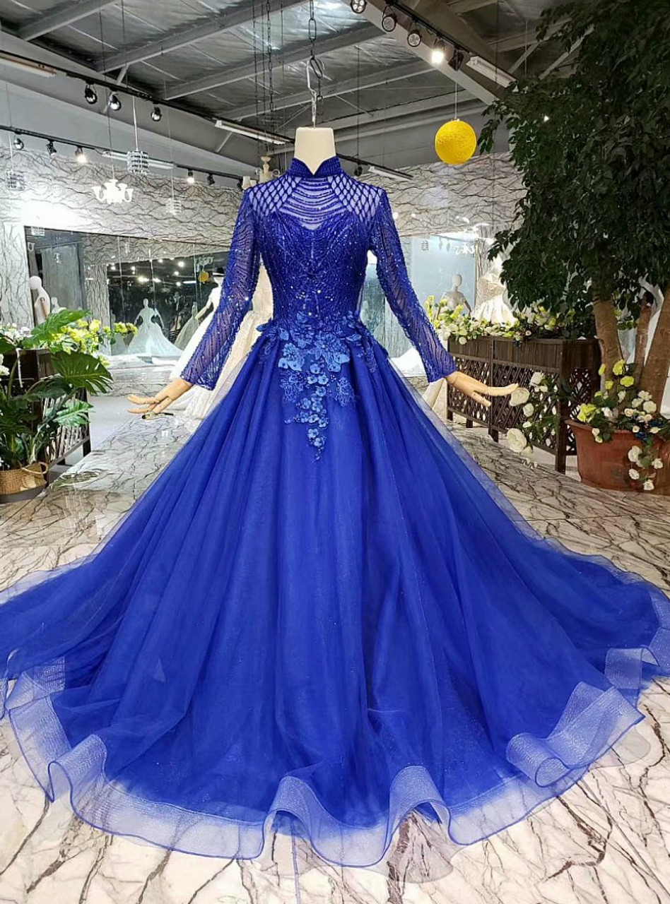 royal blue long gown for wedding