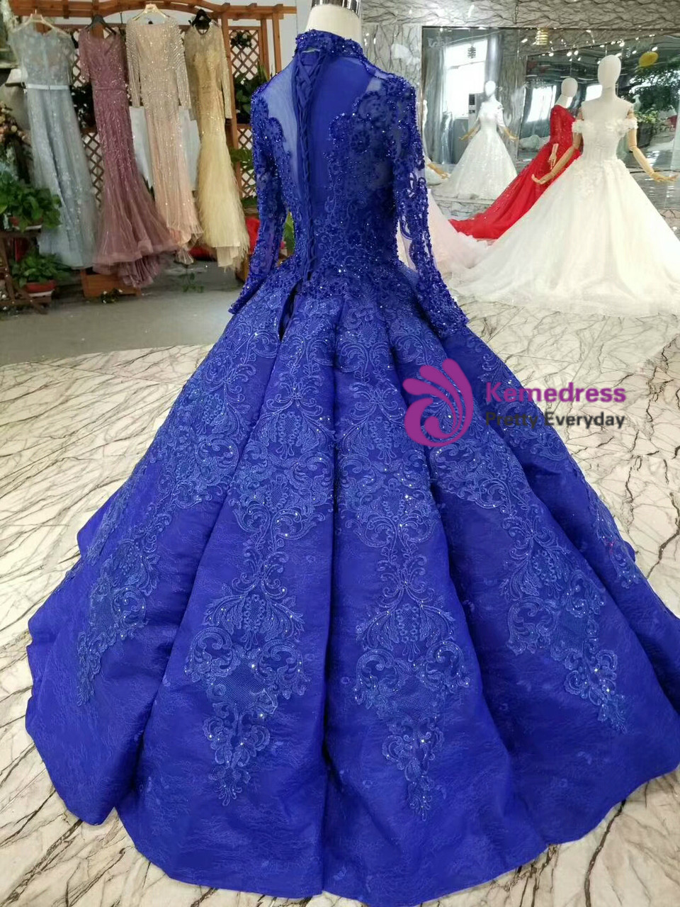 blue summer dress womens LTP0426,Royal blue homecoming dresses strapless midi dress satin a lin –  Laylatailor Shop