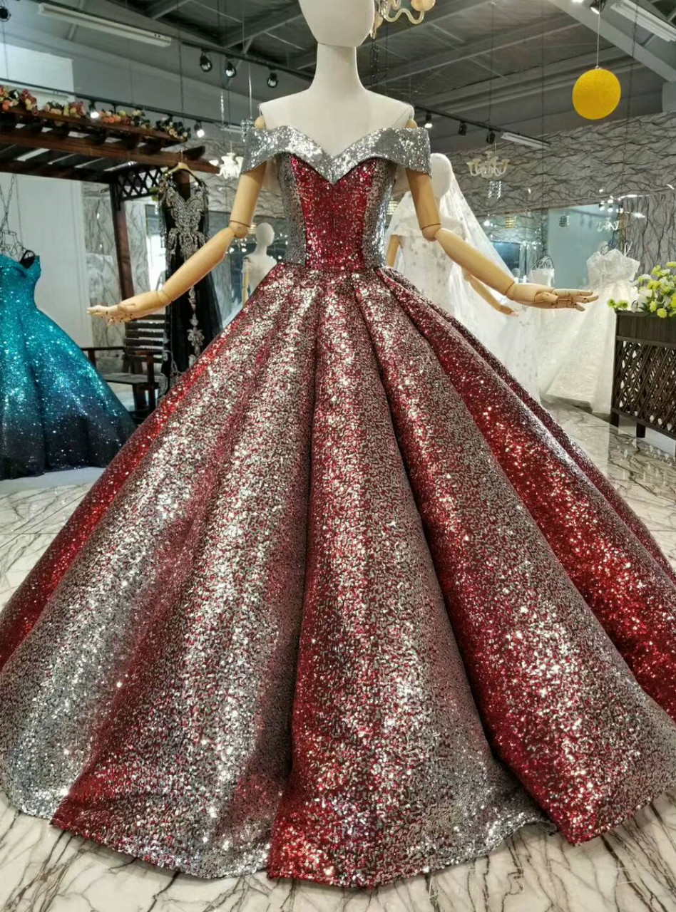 Red Silver Wedding Dresses