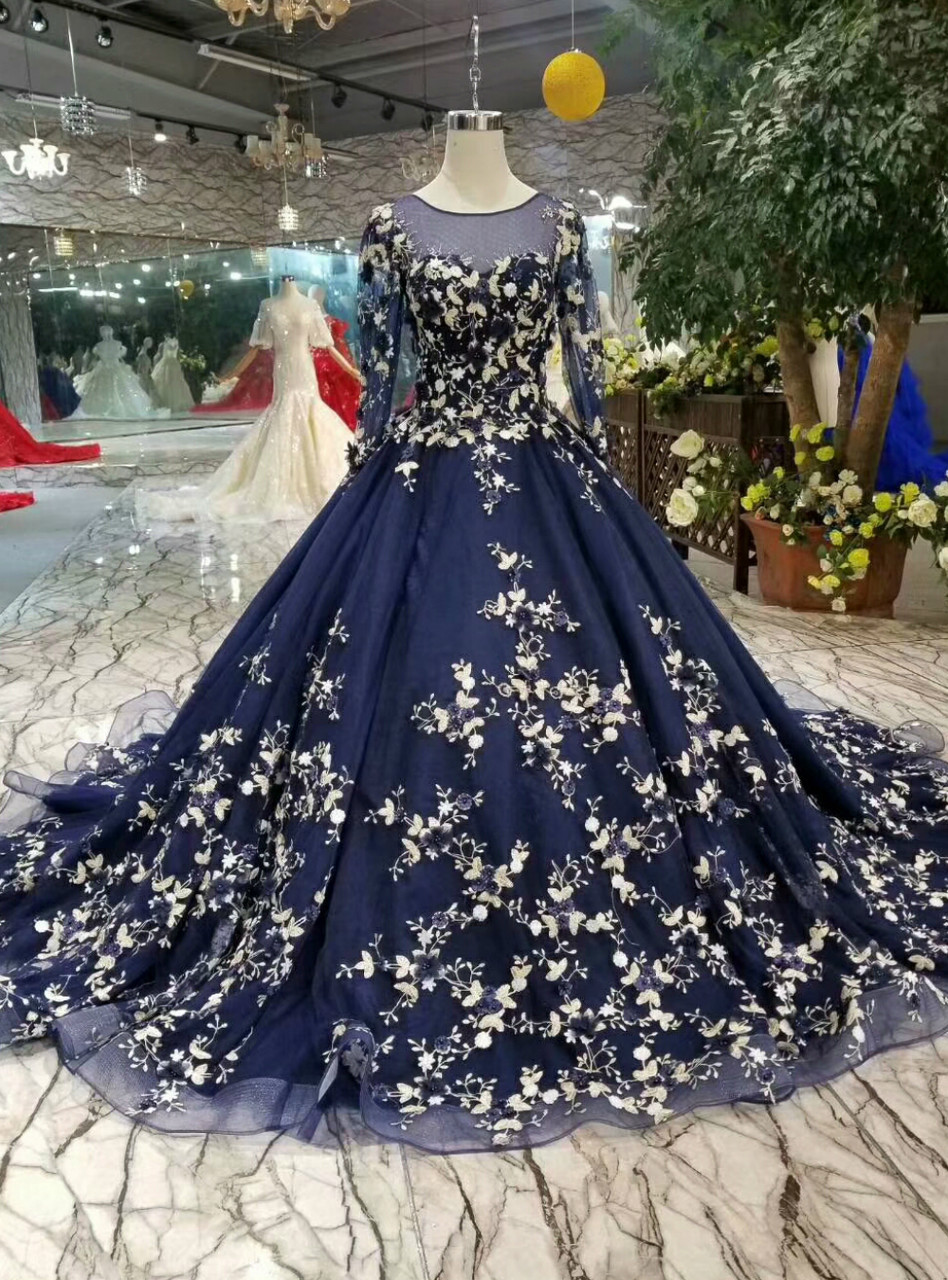 This off-the-shoulder midnight blue gown from Digio Bridal featuring  sparkling details is timelessly elegant! | Midnight blue gown, Pretty girl  dresses, Gowns