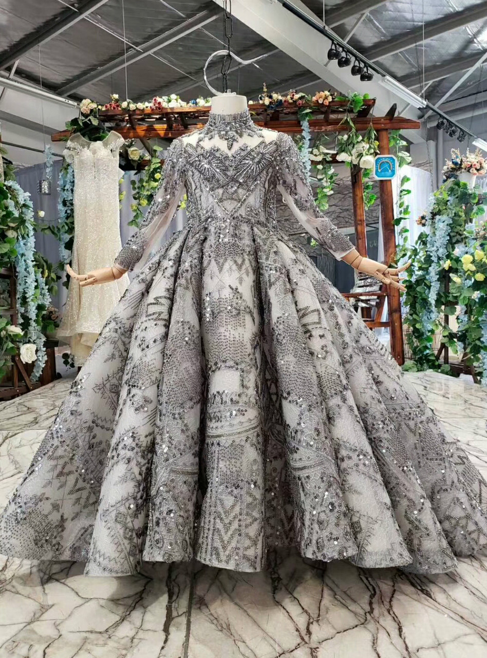 dark grey flower girl dress