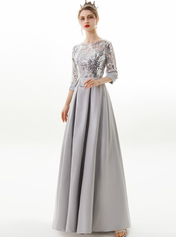 xs homecoming short dresses Spaghetti Strap Satin Backless Grey Prom Dresses Cheap Long Formal Dress|Sheergirl.com  – SheerGirl main image 0