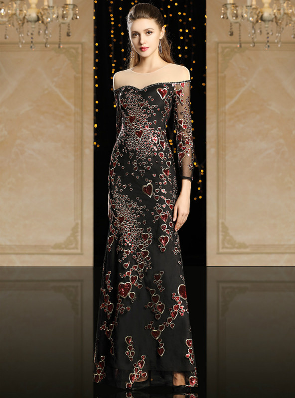 Black Mermaid Spandex Long Sleeve Seuqins Mother Of The Bride Dress Black Mermaid Spandex Long Sleeve Seuqins Mother Of The Bride Dress