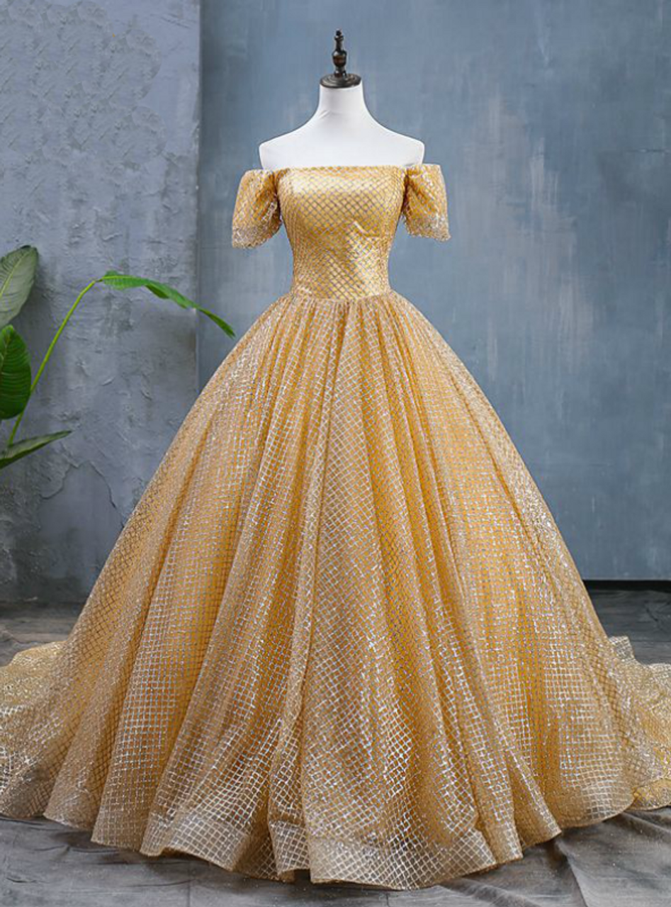 short gold quinceanera dresses