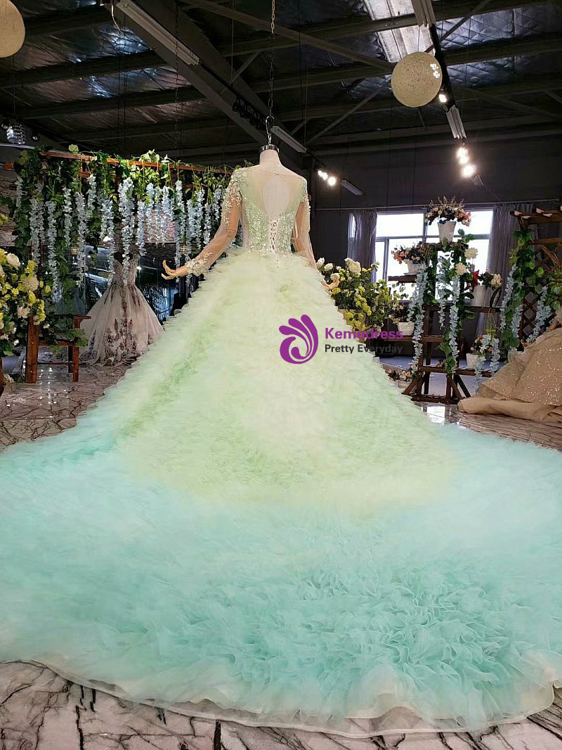 soft green wedding dress Applique Sleeveless A-line Gown by Juliet JT2565U Sage Green / 14