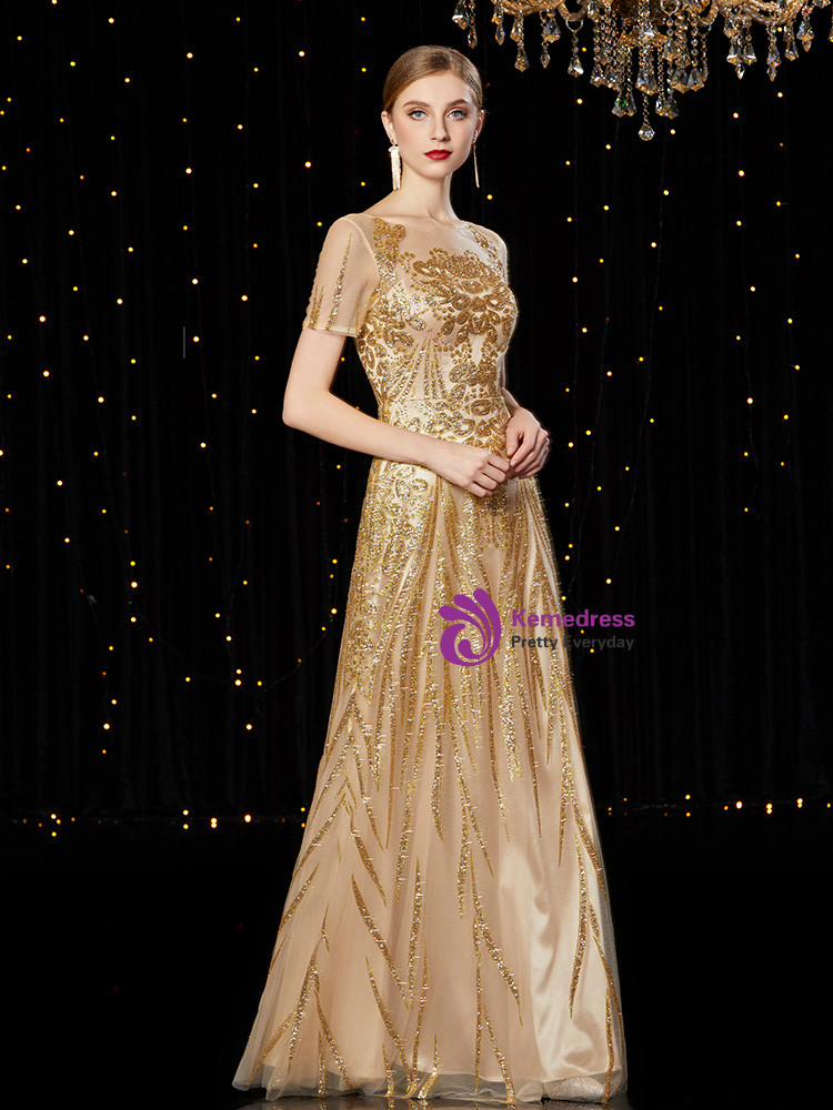 slim fit dress slacks Mac Duggal Beaded Mesh Gown with Shawl main image 0