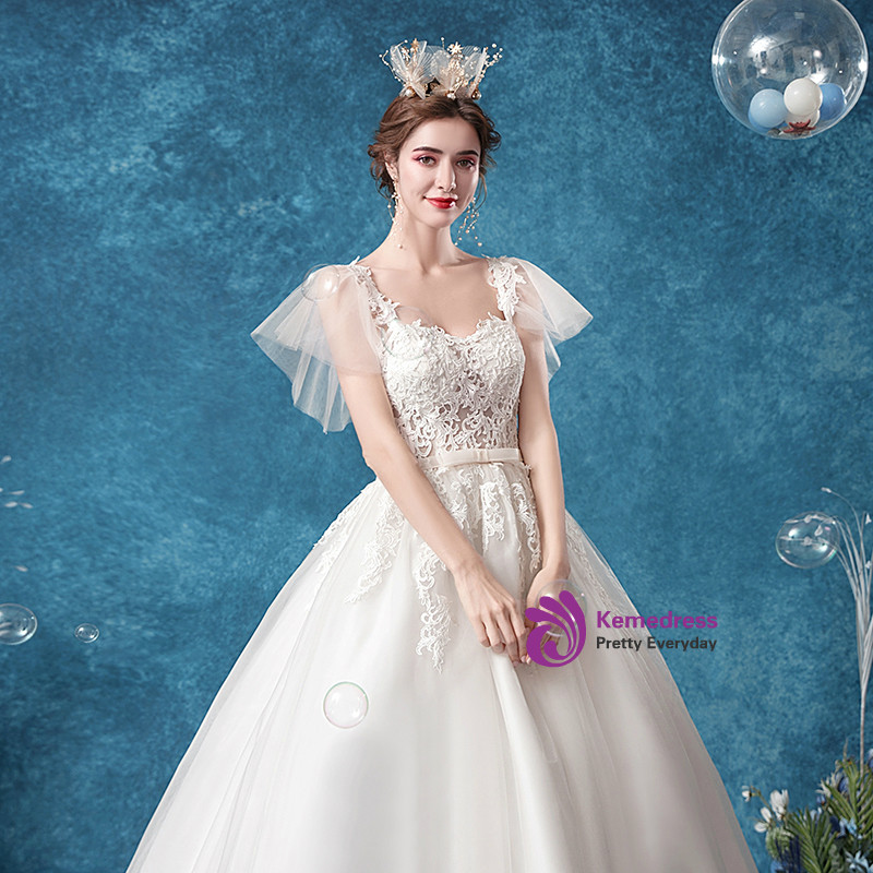 Vantage Sweetheart Satin Wedding Party Dresses With Appliques, Tulle Bridal Gown, WD0054