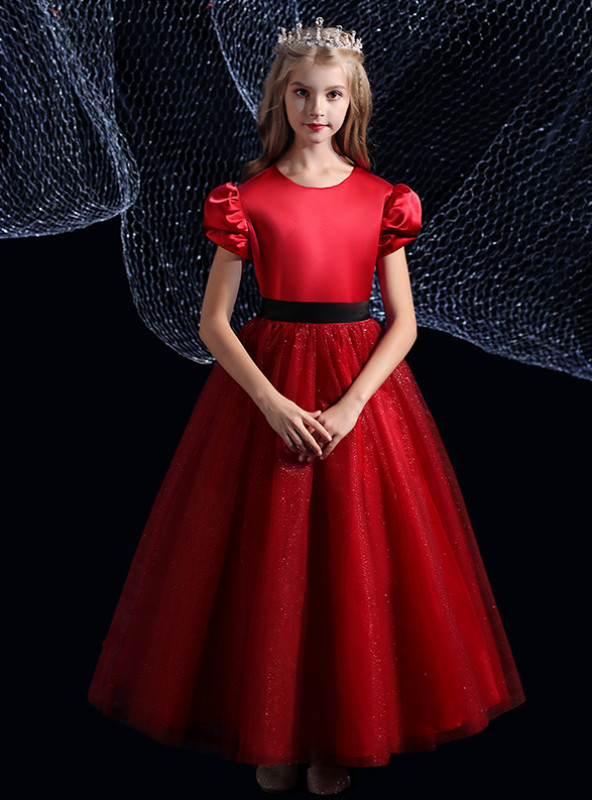 puff sleeve flower girl dress