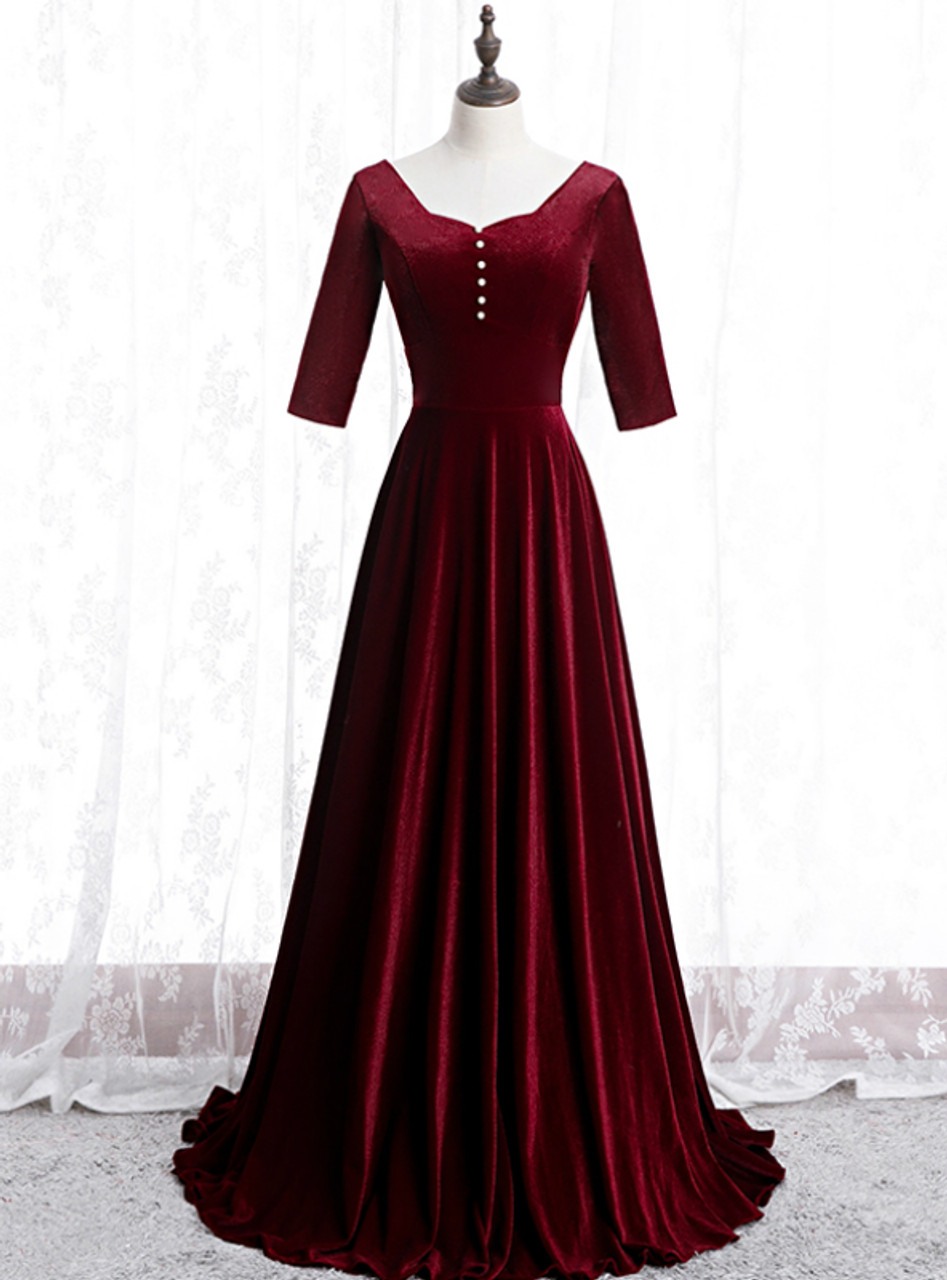 dark burgundy velvet dress