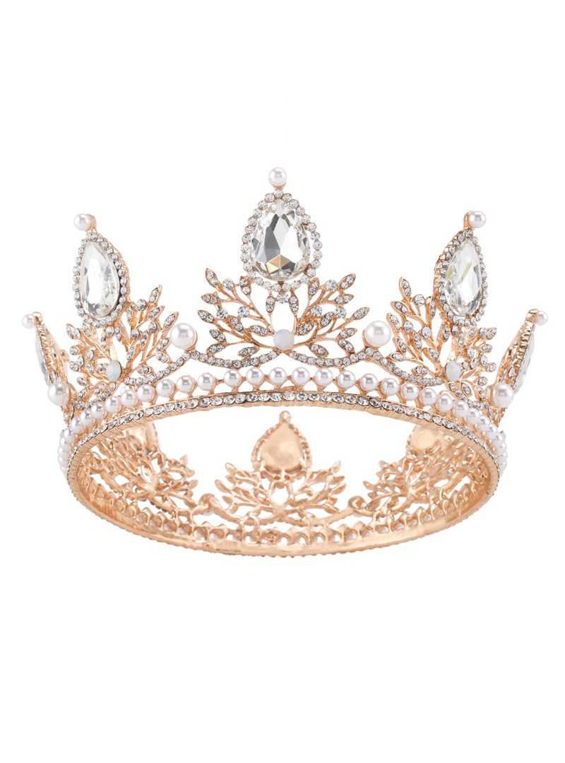 Round Crown Rhinestone Queen Crown Wedding Dress Head Jewelry
