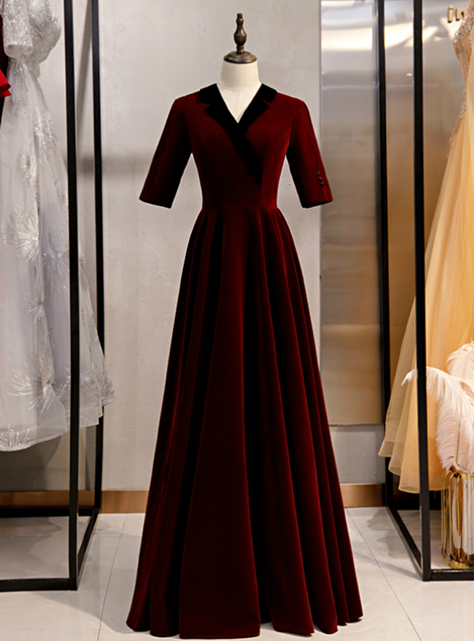 dark maroon prom dress