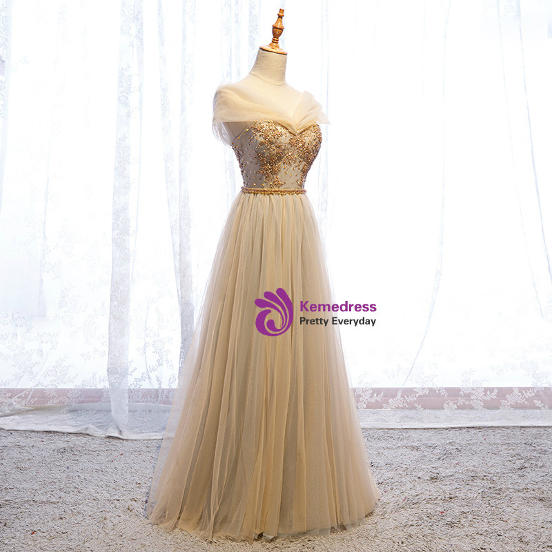 Yellow v neck tulle beads short prom dress retract your waist homecoming dress main image 1